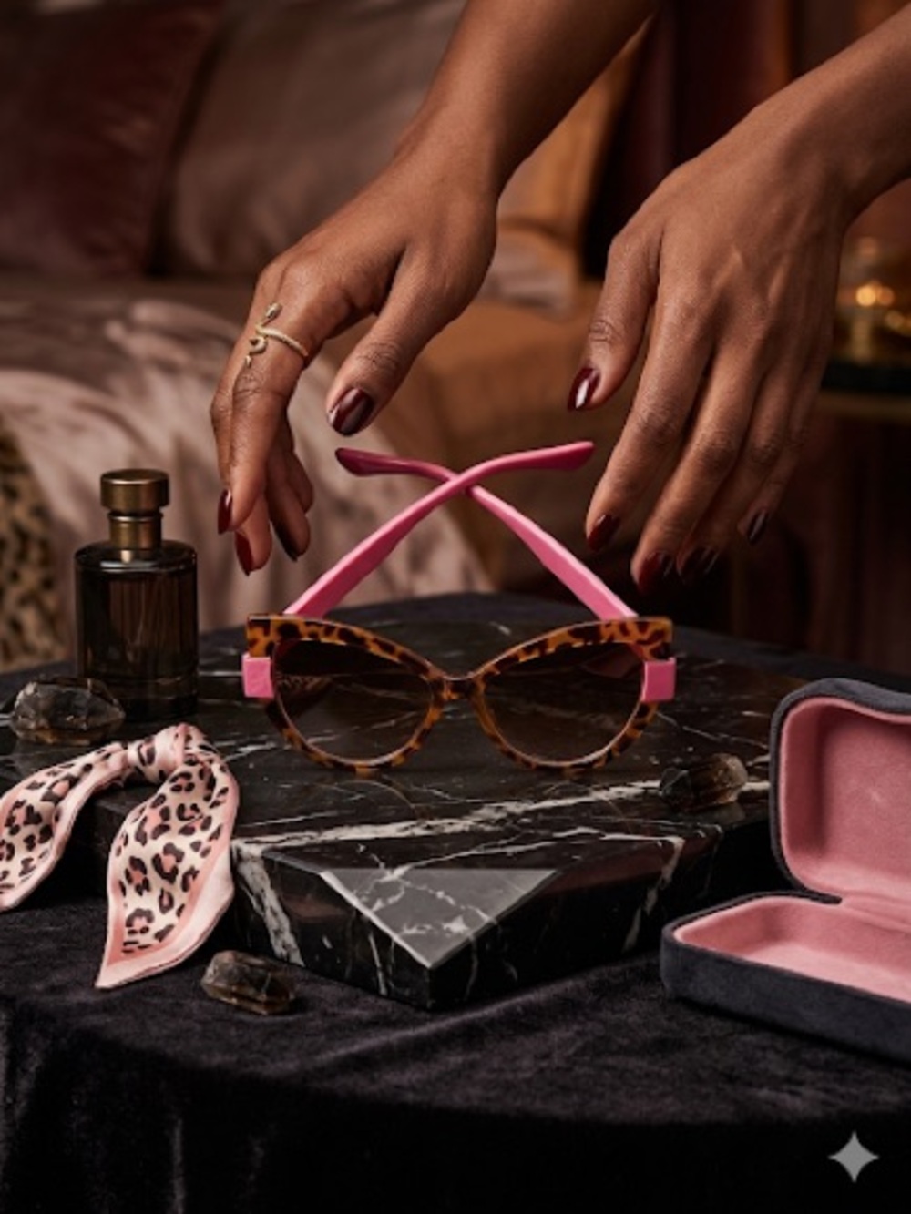 Tortoiseshell Cat-Eye Glasses with Pink Temples